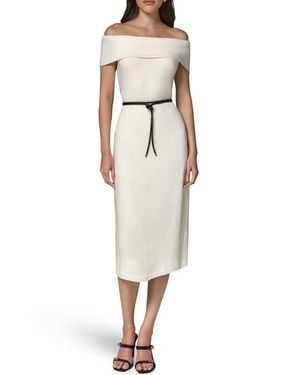 Donna Karan Weekend Off The Shoulder Knit Dress - Natural