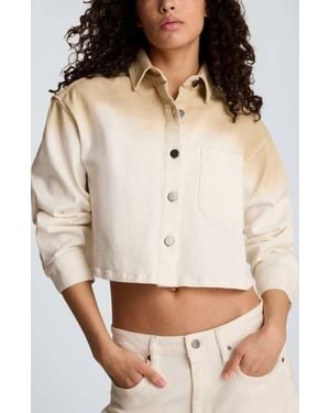 Kenneth Cole Oversize Dip Dye Crop Shacket - White