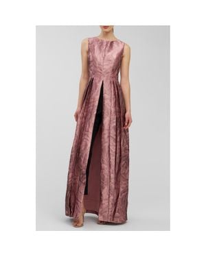 Kay Unger Hazel Metallic Sleeveless Maxi Jumpsuit - Red