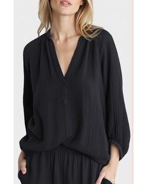 ocean + main Gauze Top - Black