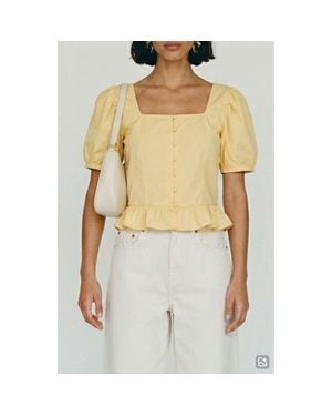 Vero Moda Friba Puff Sleeve Peplum Top - Natural