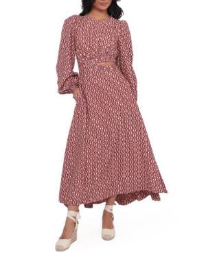 Petal & Pup Ginnee Puff Shoulder Cutout Maxi Dress - Red