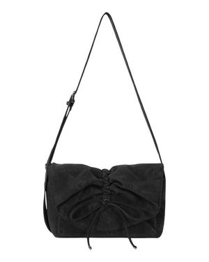 orYANY Small Ruched Flap Faux Suede Crossbody Bag - Black