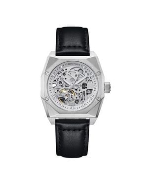 Heritor Elliott Leather-Band Watch - Metallic