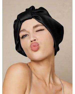 SILKSILKY 100% Mulberry Silk Sleep Bonnet - Black