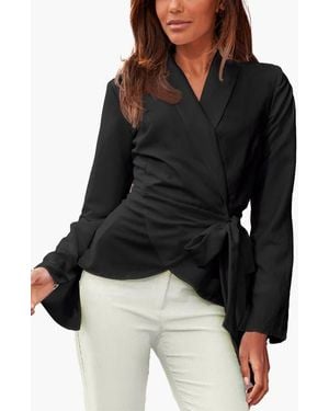 Lascana Lapel Wrap Blouse - Black