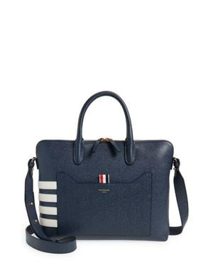 Thom Browne Slim 4-Bar Leather Briefcase - Blue