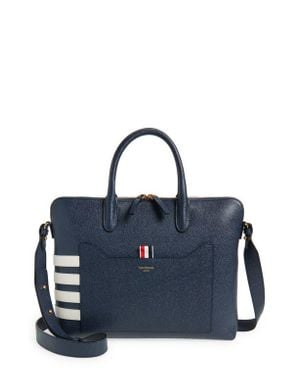 Thom Browne Slim 4-Bar Leather Briefcase - Blue