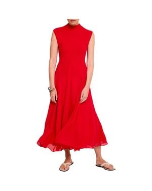 Mint Velvet Sleeveless Drop Waist Knit Midi Dress - Red