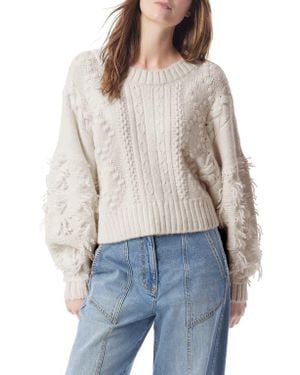 DO by Dee Ocleppo Cassia Fringe Cable Sweater - Blue