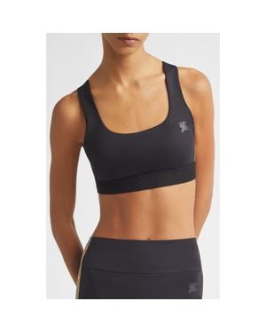 Burberry Alana Ekd Check Detail Sports Bra - Black