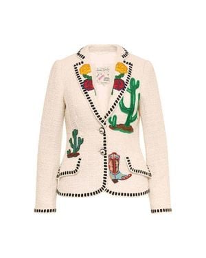 Maison Common Blazer With Embroidery Patches - Natural