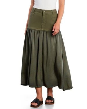 Wash Lab Denim Fun Maxi Skirt - Green