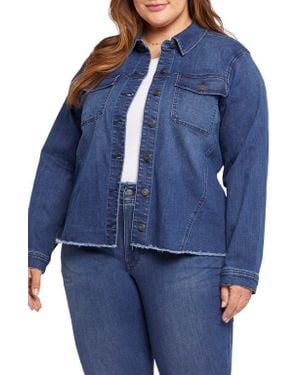 NYDJ Fray Hem Denim Trucker Jacket - Blue