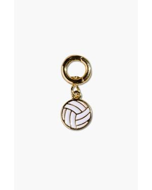 Nickel & Suede Volleyball Charm - White
