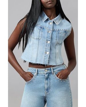 Lola Denim Gabbie Cropped Denim Vest - Blue
