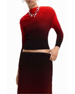 Desigual Ombré Texture Knit Top - Red