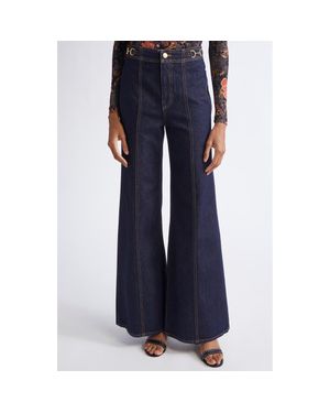 Ulla Johnson The Delphine High Waist Wide Leg Jeans - Blue
