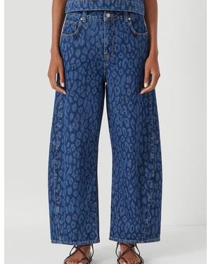 Hush Cropped Bree Horseshoe Barrel Leg Jeans - Blue