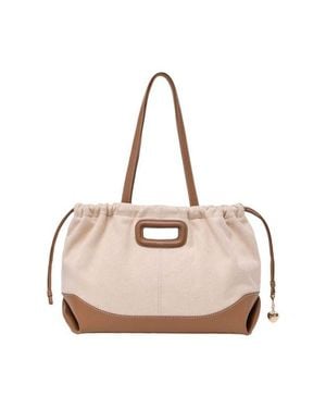 Maje Milpli Canvas And Leather Tote Bag - Natural