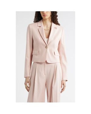 Nordstrom Crop One-Button Linen Blend Blazer - Natural