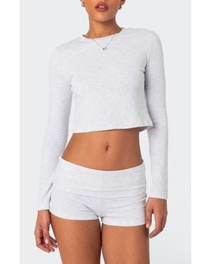 Edikted Meg Long Sleeve Crop Top - White