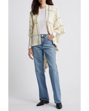Nordstrom Windowpane Ribbed Wool & Cashmere Poncho - Natural