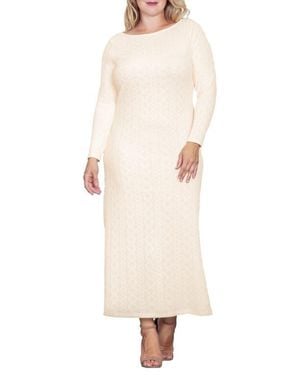 Standards & Practices Geo Jacquard Long Sleeve Maxi Dress - Natural
