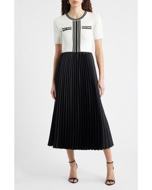 Tahari The Mave Mixed Media Sweater Dress - Black