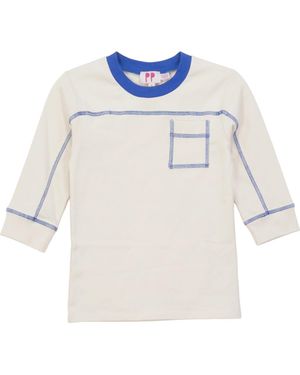 PINKY PROMISE Color Block Contrast Panel Pocket T-Shirt - White