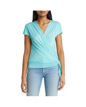 Loveappella Faux Wrap Top - Blue