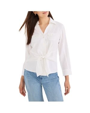 NIC+ZOE Iconic Tie Front Button-Up Shirt - White