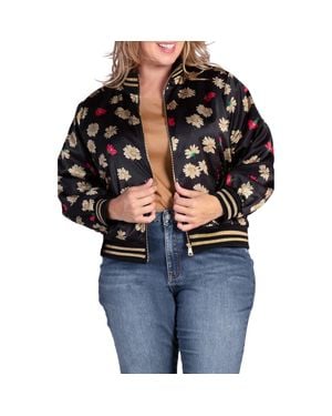 Standards & Practices Naos Floral Satin Bomber Jacket - Blue