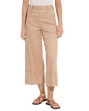 Lyssé Analia Pinstriped Wide Leg Crop Jeans - Natural