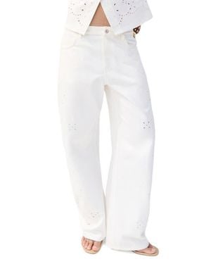 Mango Openwork Embroidered Balloon Jeans - White
