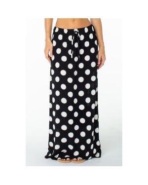 Roxy Iyla Polka Dot Drawstring Maxi Skirt - Black