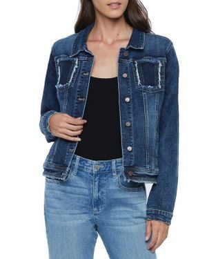 Wash Lab Denim Sammy Frayed Denim Jacket - Blue