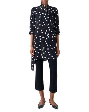 Akris Punto Polka Dot Asymmetric Silk Tunic - Blue