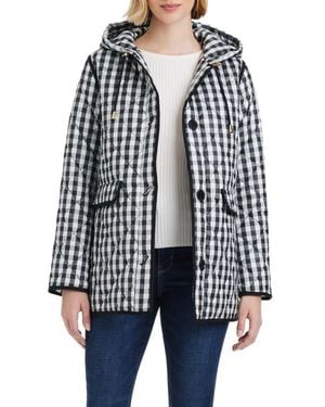 Kate Spade Spade Flower Water Resistant Gingham Quilted Jacket - Black