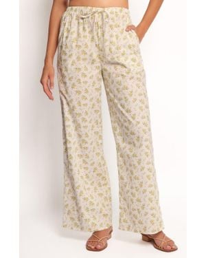 Petal & Pup Ruthie Floral Drawstring Cotton Pants - Natural