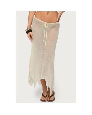 Edikted Isla Sheer Knit Cover-Up Skirt - Natural