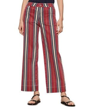 Sanctuary Mariner Wide Leg Stripe Ankle Pants - Red