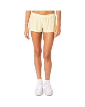 Edikted Irene Pointelle Low Rise Shorts - Yellow