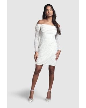 Coast Bardot Long Sleeve Mini Dress - White