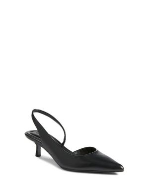 Open Edit Corina Slingback Half D'Orsay Pointed Toe Kitten Heel Pump - Black