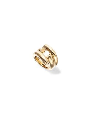 Uno De 50 18K-Plated Ring With Open Tubes - Metallic