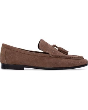 Black Suede Studio Finn Croc Loafer - Brown