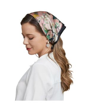SILKSILKY 100% Mulberry Silk Pattern Square Scarf - White