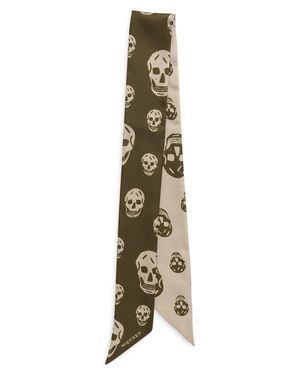 McQueen Skinny Silk Twill Scarf - Natural