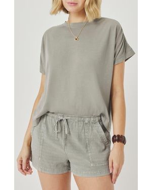 Splendid Rebecca Shirred Sleeve Cotton Blend T-Shirt - Multicolor